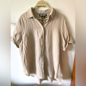 DKNY Jeans Light Tan Muslin Cotton Shirt